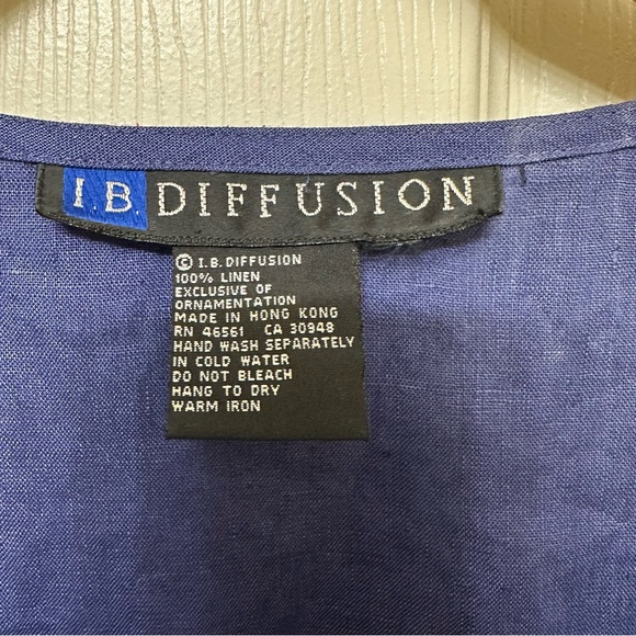 Sleeveless 100% Linen Top Size L Beaded Coastal Design Lagenlook Old Money - Picture 4 of 4